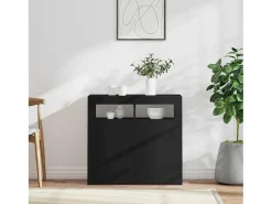 Aparador com luzes LED 80x35x75 cm preto