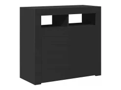 Aparador com luzes LED 80x35x75 cm preto