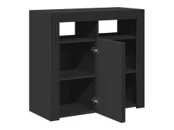 Aparador com luzes LED 80x35x75 cm preto