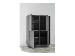 Aparador de 4 portas, coleção COLOMARMO, cor preta com efeito de mármore, ideal para a sua sala de estar ou sala de jantar.