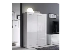 Aparador de 4 portas, coleção CISA, cor branco brilhante laqueado.