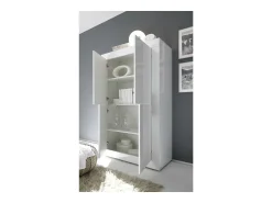 Aparador de 4 portas, coleção CISA, cor branco brilhante laqueado.