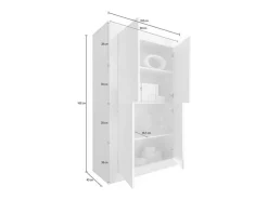 Aparador de 4 portas, coleção CISA, cor branco brilhante laqueado.