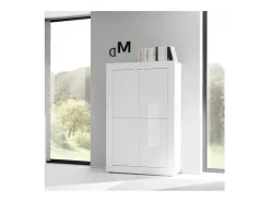Aparador de 4 portas, coleção CISA, cor branco brilhante laqueado.