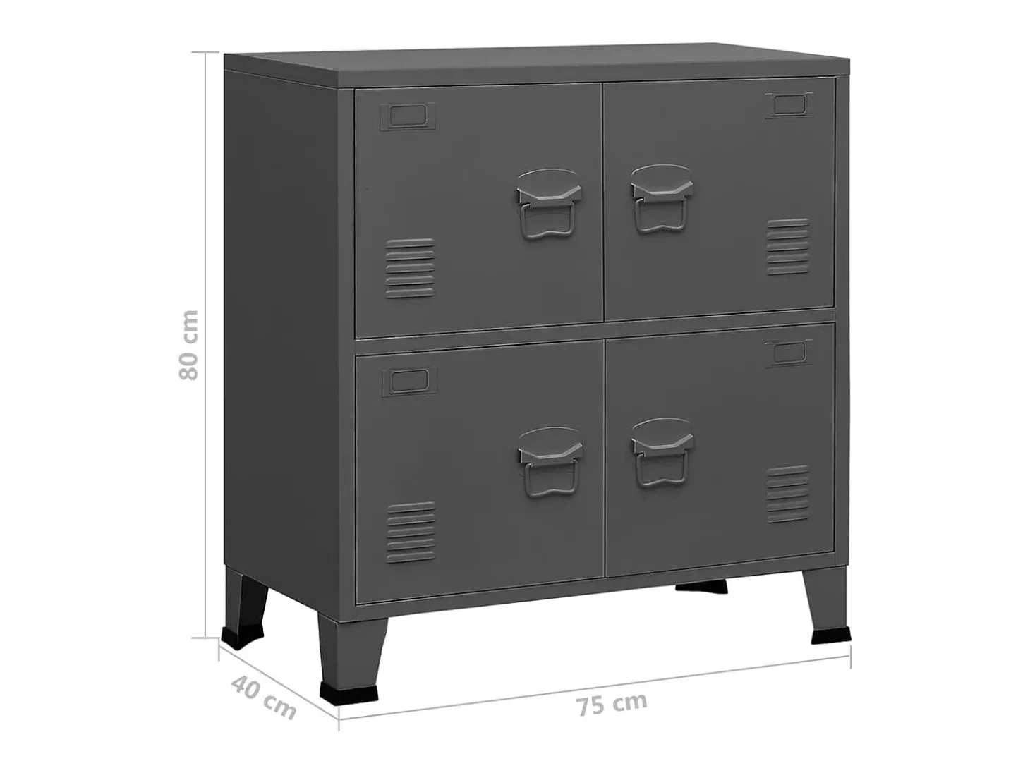 Aparador de arrumação industrial 75x40x80 cm aço antracite