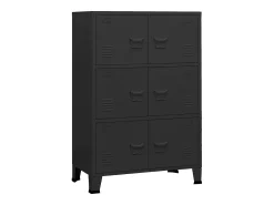 Aparador de arrumação industrial 75x40x115 cm metal preto