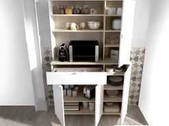 Aparador de cozinha - 4 portas, 1 gaveta e 3 prateleiras - Branco e carvalho - WAJDI