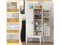Aparador de cozinha - 120 x 59 x 30 cm - com 2 portas com prateleiras - estilo vintage - MDF - branco