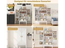 Aparador de cozinha - 120 x 59 x 30 cm - com 2 portas com prateleiras - estilo vintage - MDF - branco