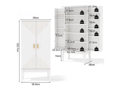 Aparador de cozinha - 120 x 59 x 30 cm - com 2 portas com prateleiras - estilo vintage - MDF - branco