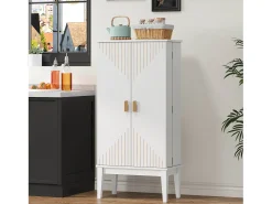 Aparador de cozinha - 120 x 59 x 30 cm - com 2 portas com prateleiras - estilo vintage - MDF - branco