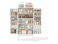 Aparador de cozinha - 120 x 59 x 30 cm - com 2 portas com prateleiras - estilo vintage - MDF - branco