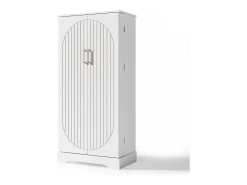 Aparador de cozinha - 60 x 35 x 128 cm - com LEDs + prateleiras reguláveis + 2 portas com arrumação - MDF - branco