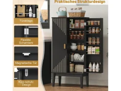 Aparador de cozinha - 120 x 59 x 30 cm - com 2 portas com prateleiras - estilo vintage - MDF - preto