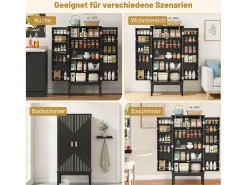 Aparador de cozinha - 120 x 59 x 30 cm - com 2 portas com prateleiras - estilo vintage - MDF - preto
