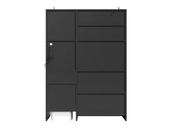 Aparador de cozinha 130 x 45 x 180 cm com portas, gaveta e iluminação LED, branco