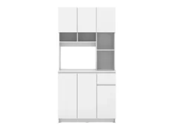 Aparador de cozinha com 6 portas, 1 gaveta e 5 prateleiras - Branco - NIZALI