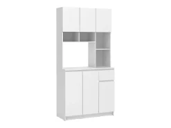 Aparador de cozinha com 6 portas, 1 gaveta e 5 prateleiras - Branco - NIZALI
