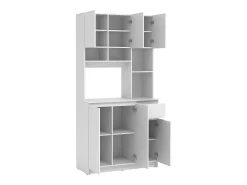 Aparador de cozinha com 6 portas, 1 gaveta e 5 prateleiras - Branco - NIZALI