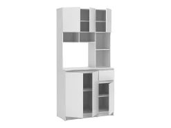 Aparador de cozinha com 6 portas, 1 gaveta e 5 prateleiras - Branco - NIZALI