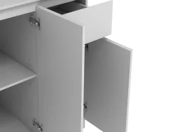 Aparador de cozinha com 6 portas, 1 gaveta e 5 prateleiras - Branco - NIZALI
