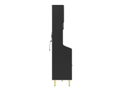 Aparador de cozinha com iluminação LED, 4 portas, 3 gavetas e garrafeira - Preto