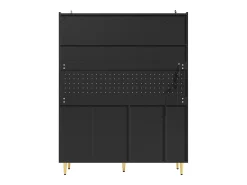 Aparador de cozinha com iluminação LED, 4 portas, 3 gavetas e garrafeira - Preto