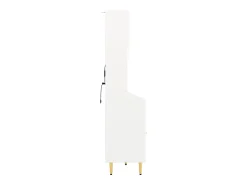 Aparador de cozinha com iluminação LED, 4 portas, 3 gavetas e garrafeira - Branco