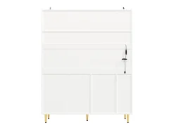 Aparador de cozinha com iluminação LED, 4 portas, 3 gavetas e garrafeira - Branco