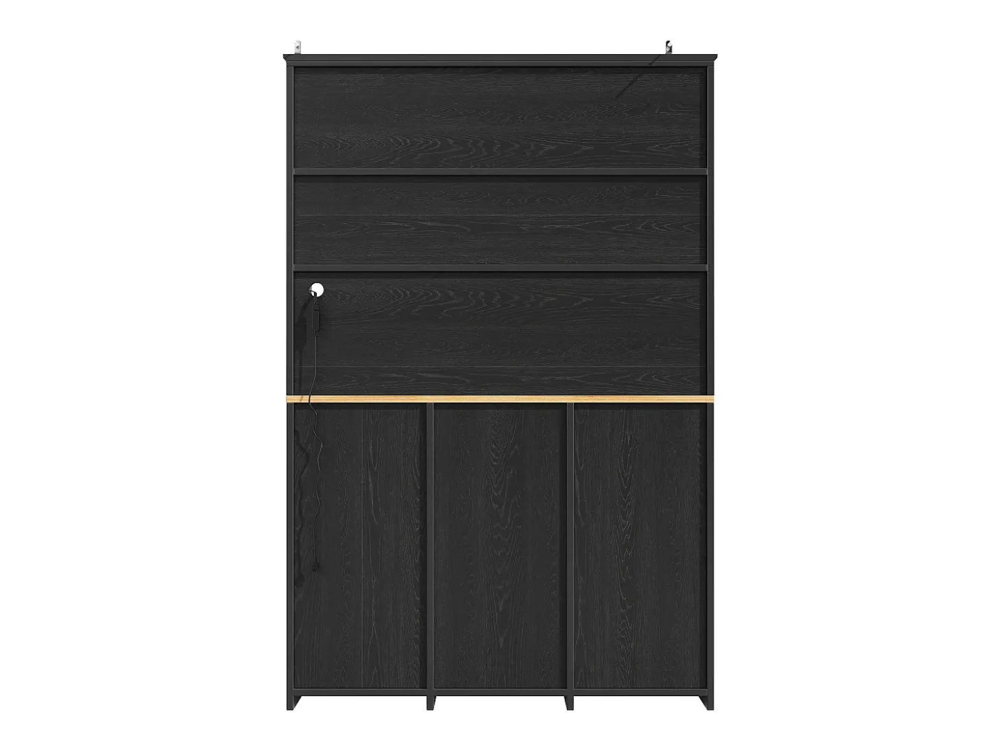 Aparador de cozinha com iluminação LED, 3 portas e 3 gavetas - Madeira MDF preta