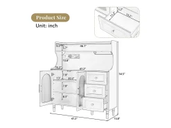Aparador de cozinha com tomadas - 120 x 40 x 138,5 cm - com 3 gavetas + suporte para taças de vinho + prateleiras + 2 portas - MDF - preto