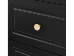 Aparador de cozinha com tomadas - 120 x 40 x 138,5 cm - com 3 gavetas + suporte para taças de vinho + prateleiras + 2 portas - MDF - preto