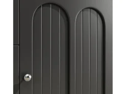 Aparador de cozinha de alta qualidade - 120 x 40 x 180 cm - com LEDs + 3 gavetas + 4 portas - MDF - preto
