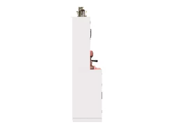 Aparador de cozinha 110x38x180 cm com iluminação LED, tomada elétrica, 5 portas e 1 gaveta - Branco