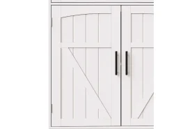 Aparador de cozinha 110x38x180 cm com iluminação LED, tomada elétrica, 5 portas e 1 gaveta - Branco