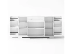 Aparador de cozinha 138x40x85cm com 4 portas e 1 gaveta, corpo em MDF branco