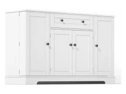 Aparador de cozinha 138x40x85cm com 4 portas e 1 gaveta, corpo em MDF branco