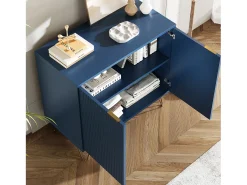 Aparador de Duas Portas em Azul Marinho com Pés Dourados – Design Moderno e Elegante