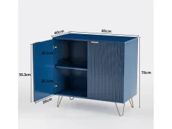 Aparador de Duas Portas em Azul Marinho com Pés Dourados – Design Moderno e Elegante