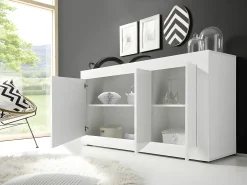 Aparador design com 3 portas - Branco lacado COMETE
