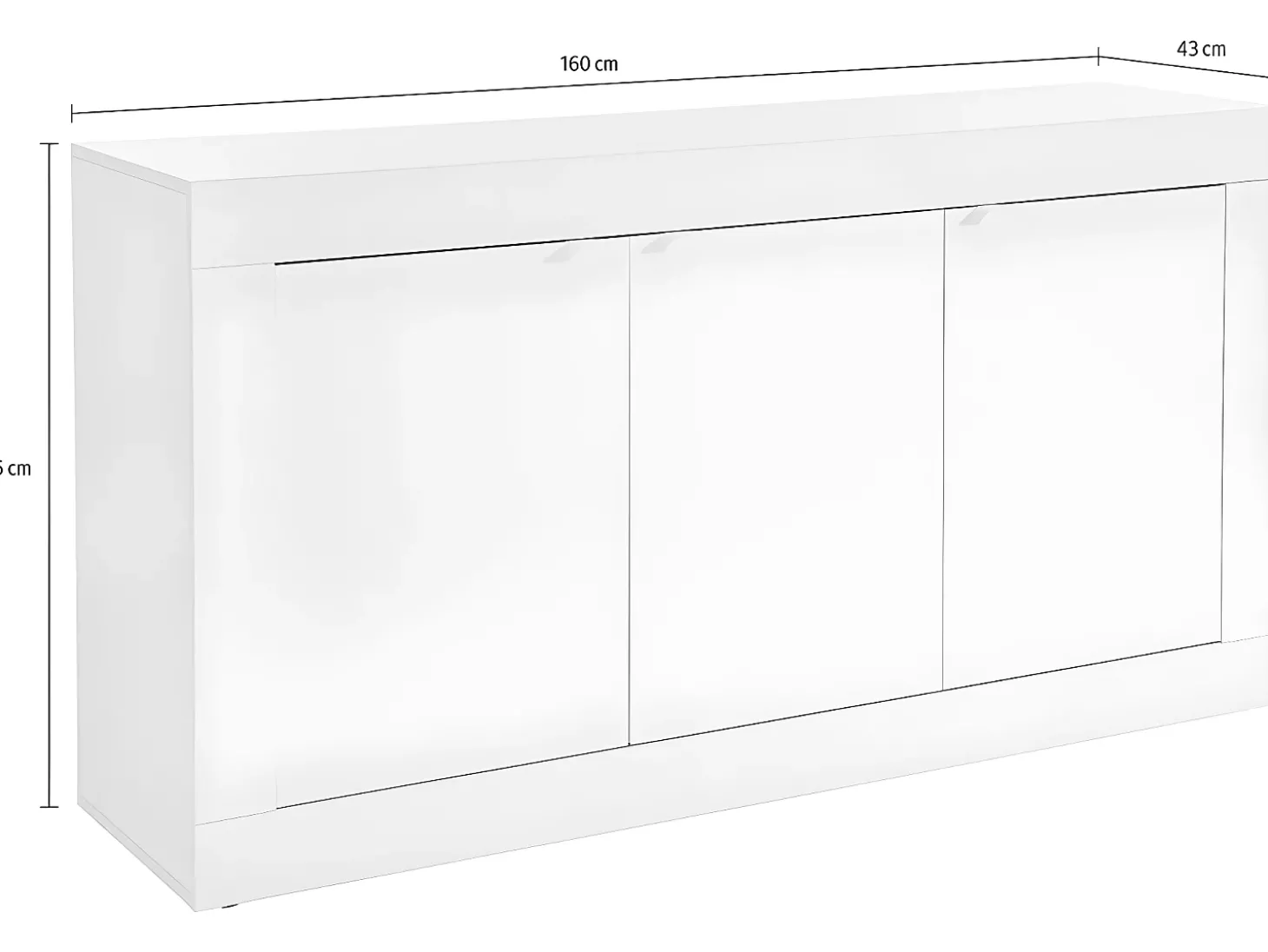 Aparador design com 3 portas - Branco lacado COMETE