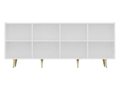 Aparador design com 4 portas em MDF branco e dourado - MOLYA