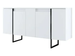 Aparador Dgarzitt, Buffet de SoggioRno, Sala de estar, Despensa de cozinha, 160x35h80 cm, Preto e Branco