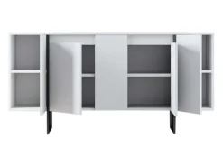 Aparador Dgarzitt, Buffet de SoggioRno, Sala de estar, Despensa de cozinha, 160x35h80 cm, Preto e Branco