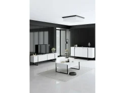 Aparador Dgarzitt, Buffet de SoggioRno, Sala de estar, Despensa de cozinha, 160x35h80 cm, Preto e Branco