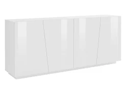 Aparador Dliguor, aparador de cozinha 4 portas, Buffet de sala, 100% Fabricado na Itália, 200x43h86 cm, Branco brilhante
