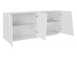 Aparador Dliguor, aparador de cozinha 4 portas, Buffet de sala, 100% Fabricado na Itália, 200x43h86 cm, Branco brilhante