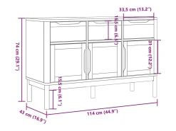 Aparador FLORO 114x43x74 cm pinho maciço branco