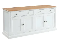 Aparador HONFLEUR - 4 portas+2 gavetas - Pinho e MDF branco