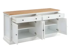 Aparador HONFLEUR - 4 portas+2 gavetas - Pinho e MDF branco